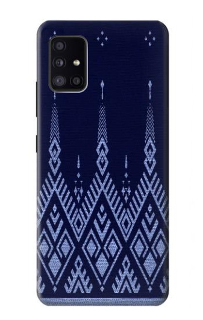 W3950 Textile Thai Blue Pattern Hard Case and Leather Flip Case For Samsung Galaxy A41