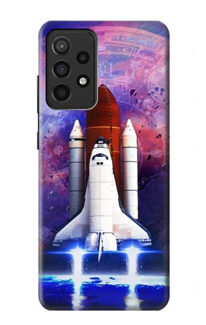 W3913 Colorful Nebula Space Shuttle Hard Case and Leather Flip Case For Samsung Galaxy A52, Galaxy A52 5G