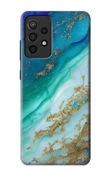 W3920 Abstract Ocean Blue Color Mixed Emerald Hard Case and Leather Flip Case For Samsung Galaxy A52, Galaxy A52 5G