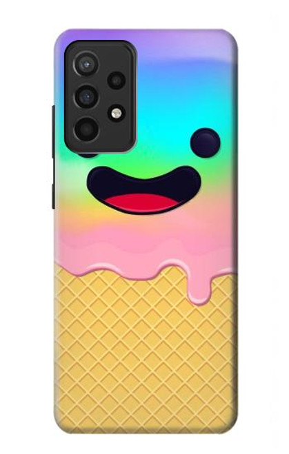 W3939 Ice Cream Cute Smile Hard Case and Leather Flip Case For Samsung Galaxy A52, Galaxy A52 5G