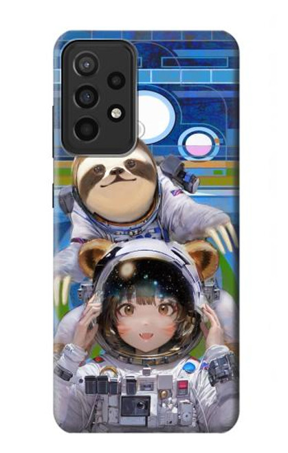 W3915 Raccoon Girl Baby Sloth Astronaut Suit Hard Case and Leather Flip Case For Samsung Galaxy A52s 5G