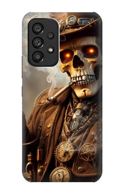 W3949 Steampunk Skull Smoking Hard Case and Leather Flip Case For Samsung Galaxy A53 5G