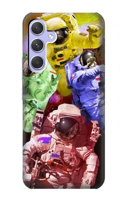 W3914 Colorful Nebula Astronaut Suit Galaxy Hard Case and Leather Flip Case For Samsung Galaxy A54 5G