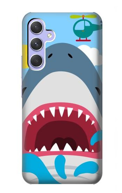 W3947 Shark Helicopter Cartoon Hard Case and Leather Flip Case For Samsung Galaxy A54 5G