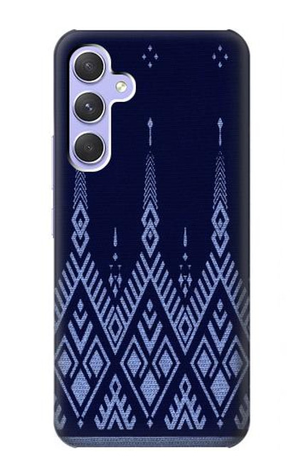 W3950 Textile Thai Blue Pattern Hard Case and Leather Flip Case For Samsung Galaxy A54 5G