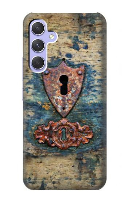 W3955 Vintage Keyhole Weather Door Hard Case and Leather Flip Case For Samsung Galaxy A54 5G