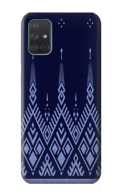 W3950 Textile Thai Blue Pattern Hard Case and Leather Flip Case For Samsung Galaxy A71 5G