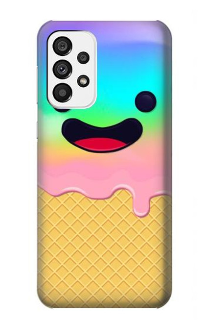 W3939 Ice Cream Cute Smile Hard Case and Leather Flip Case For Samsung Galaxy A73 5G