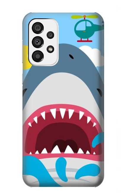 W3947 Shark Helicopter Cartoon Hard Case and Leather Flip Case For Samsung Galaxy A73 5G