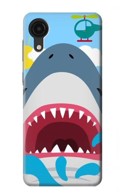 W3947 Shark Helicopter Cartoon Hard Case and Leather Flip Case For Samsung Galaxy A03 Core