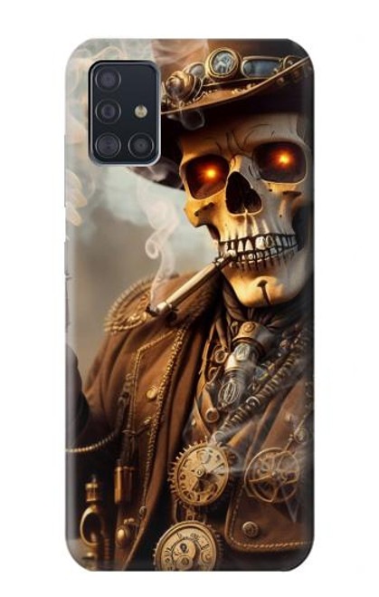 W3949 Steampunk Skull Smoking Hard Case and Leather Flip Case For Samsung Galaxy A51