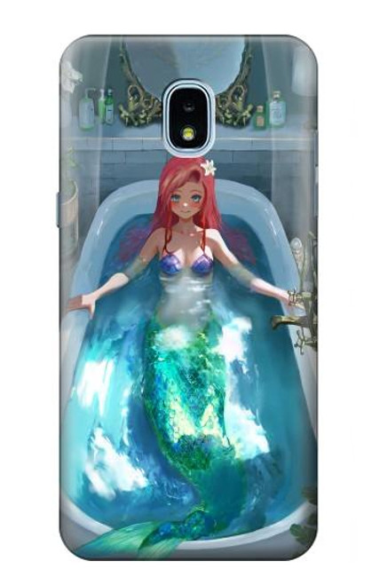 W3911 Cute Little Mermaid Aqua Spa Hard Case and Leather Flip Case For Samsung Galaxy J3 (2018), J3 Star, J3 V 3rd Gen, J3 Orbit, J3 Achieve, Express Prime 3, Amp Prime 3