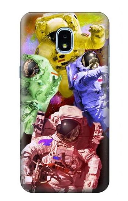 W3914 Colorful Nebula Astronaut Suit Galaxy Hard Case and Leather Flip Case For Samsung Galaxy J3 (2018), J3 Star, J3 V 3rd Gen, J3 Orbit, J3 Achieve, Express Prime 3, Amp Prime 3