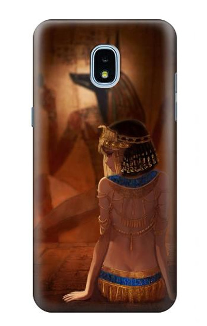 W3919 Egyptian Queen Cleopatra Anubis Hard Case and Leather Flip Case For Samsung Galaxy J3 (2018), J3 Star, J3 V 3rd Gen, J3 Orbit, J3 Achieve, Express Prime 3, Amp Prime 3