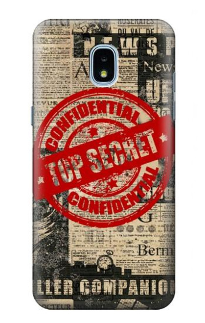 W3937 Text Top Secret Art Vintage Hard Case and Leather Flip Case For Samsung Galaxy J3 (2018), J3 Star, J3 V 3rd Gen, J3 Orbit, J3 Achieve, Express Prime 3, Amp Prime 3