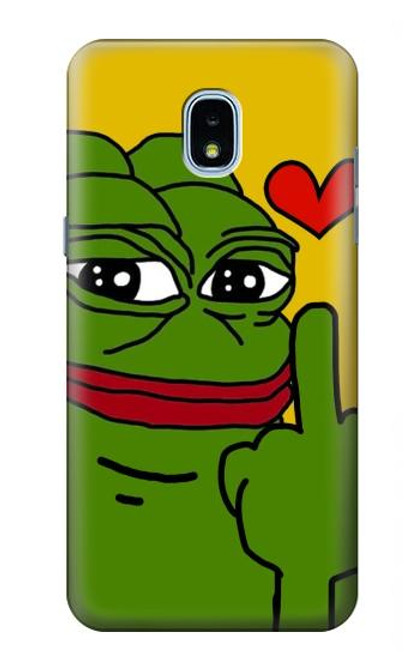 W3945 Pepe Love Middle Finger Hard Case and Leather Flip Case For Samsung Galaxy J3 (2018), J3 Star, J3 V 3rd Gen, J3 Orbit, J3 Achieve, Express Prime 3, Amp Prime 3