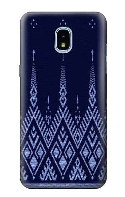 W3950 Textile Thai Blue Pattern Hard Case and Leather Flip Case For Samsung Galaxy J3 (2018), J3 Star, J3 V 3rd Gen, J3 Orbit, J3 Achieve, Express Prime 3, Amp Prime 3