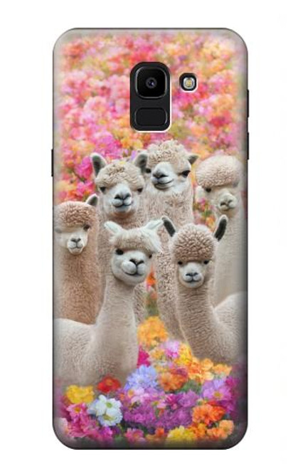 W3916 Alpaca Family Baby Alpaca Hard Case and Leather Flip Case For Samsung Galaxy J6 (2018)