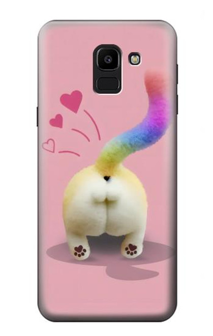 W3923 Cat Bottom Rainbow Tail Hard Case and Leather Flip Case For Samsung Galaxy J6 (2018)