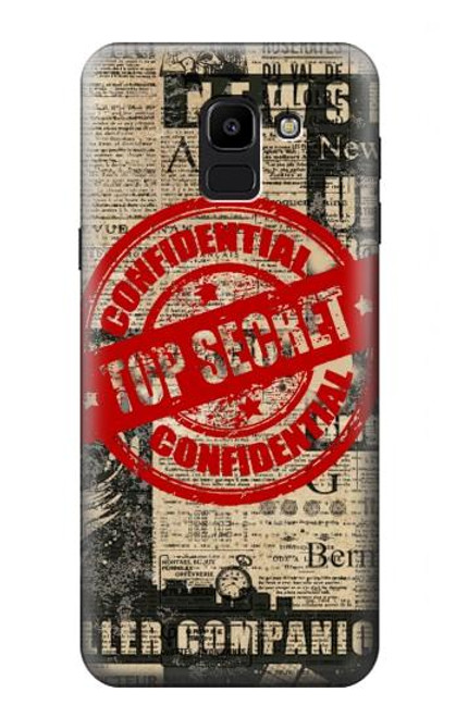 W3937 Text Top Secret Art Vintage Hard Case and Leather Flip Case For Samsung Galaxy J6 (2018)