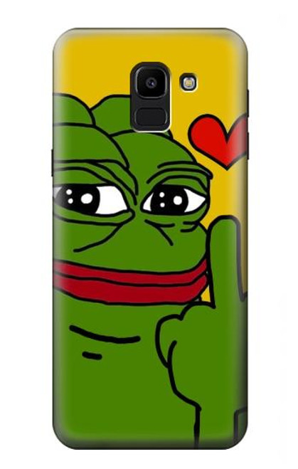 W3945 Pepe Love Middle Finger Hard Case and Leather Flip Case For Samsung Galaxy J6 (2018)