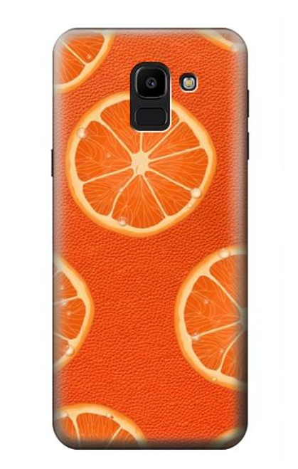 W3946 Seamless Orange Pattern Hard Case and Leather Flip Case For Samsung Galaxy J6 (2018)