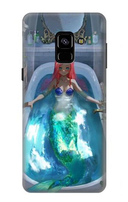 W3912 Cute Little Mermaid Aqua Spa Hard Case and Leather Flip Case For Samsung Galaxy A8 (2018)