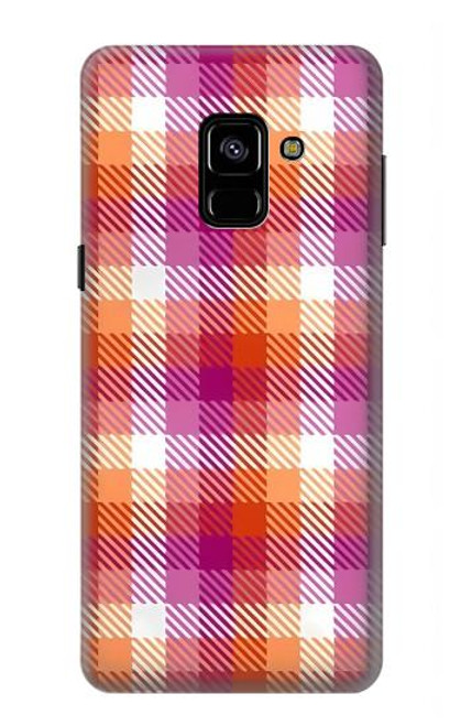 W3941 LGBT Lesbian Pride Flag Plaid Hard Case and Leather Flip Case For Samsung Galaxy A8 (2018)