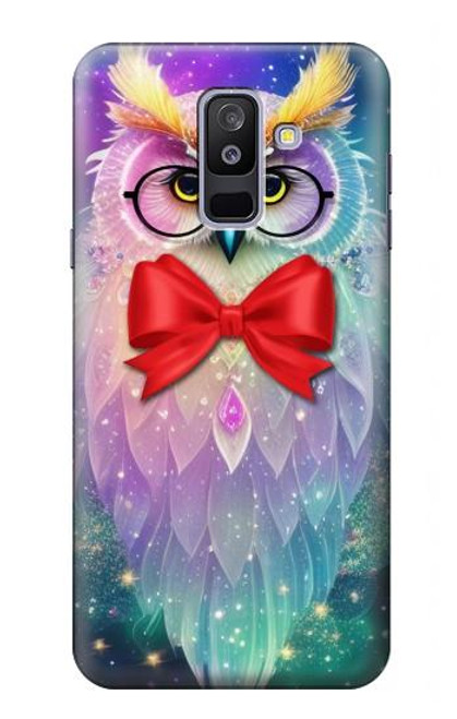 W3934 Fantasy Nerd Owl Hard Case and Leather Flip Case For Samsung Galaxy A6+ (2018), J8 Plus 2018, A6 Plus 2018