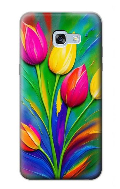 W3926 Colorful Tulip Oil Painting Hard Case and Leather Flip Case For Samsung Galaxy A5 (2017)