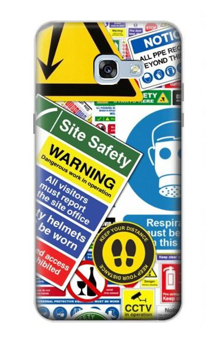 W3960 Safety Signs Sticker Collage Hard Case and Leather Flip Case For Samsung Galaxy A5 (2017)