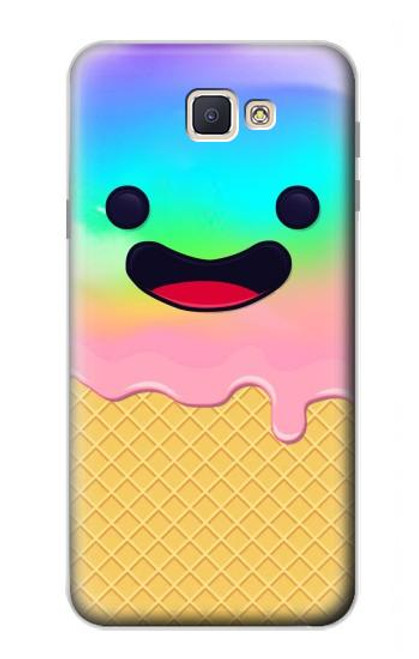 W3939 Ice Cream Cute Smile Hard Case and Leather Flip Case For Samsung Galaxy J7 Prime (SM-G610F)