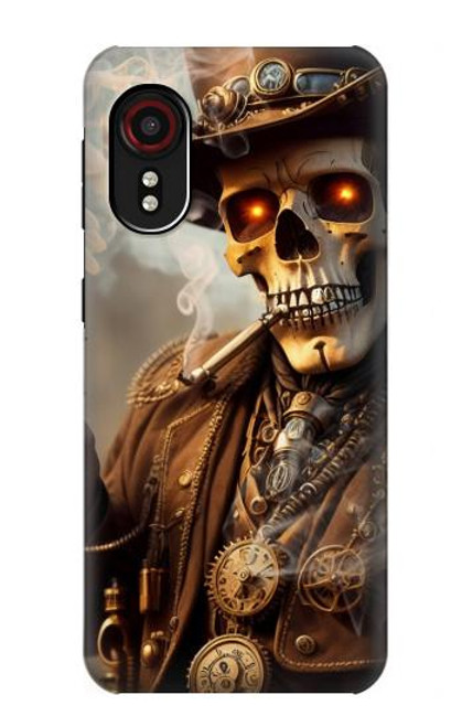 W3949 Steampunk Skull Smoking Hard Case and Leather Flip Case For Samsung Galaxy Xcover 5