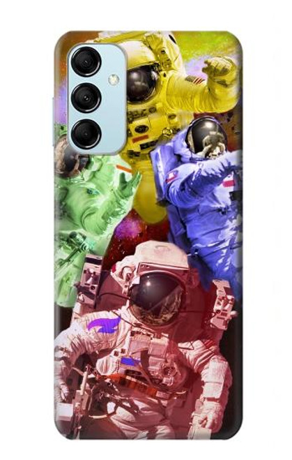 W3914 Colorful Nebula Astronaut Suit Galaxy Hard Case and Leather Flip Case For Samsung Galaxy M14