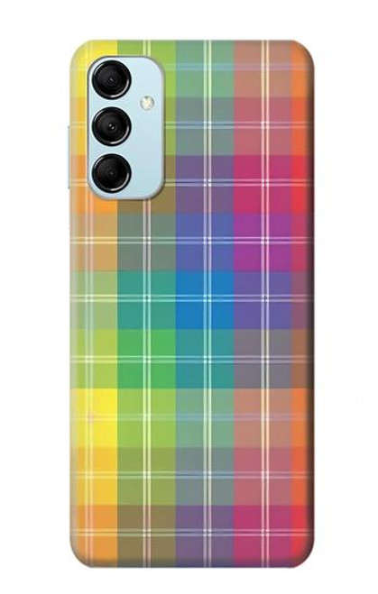 W3942 LGBTQ Rainbow Plaid Tartan Hard Case and Leather Flip Case For Samsung Galaxy M14