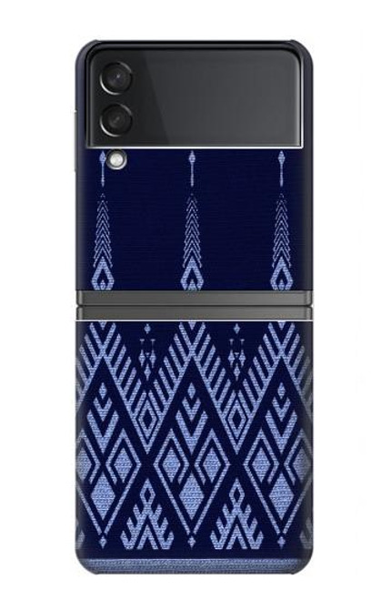 W3950 Textile Thai Blue Pattern Hard Case For Samsung Galaxy Z Flip 4