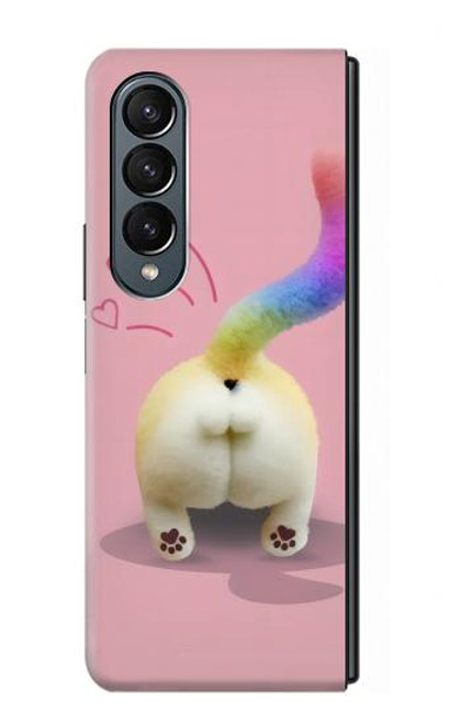 W3923 Cat Bottom Rainbow Tail Hard Case For Samsung Galaxy Z Fold 4