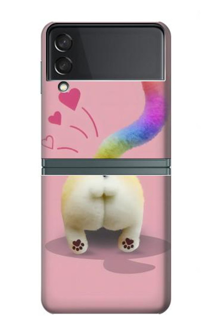 W3923 Cat Bottom Rainbow Tail Hard Case For Samsung Galaxy Z Flip 3 5G