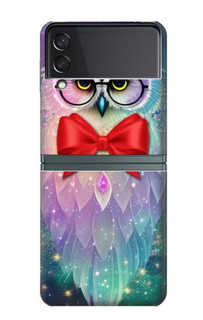 W3934 Fantasy Nerd Owl Hard Case For Samsung Galaxy Z Flip 3 5G