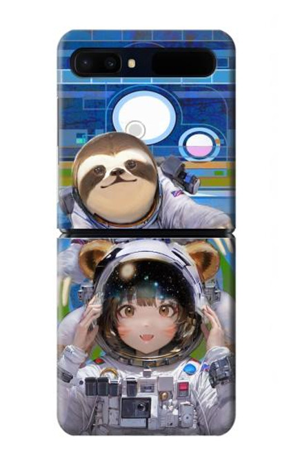 W3915 Raccoon Girl Baby Sloth Astronaut Suit Hard Case For Samsung Galaxy Z Flip 5G