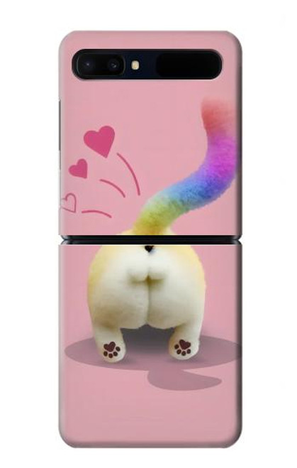 W3923 Cat Bottom Rainbow Tail Hard Case For Samsung Galaxy Z Flip 5G