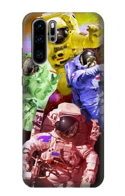 W3914 Colorful Nebula Astronaut Suit Galaxy Hard Case and Leather Flip Case For Huawei P30 Pro