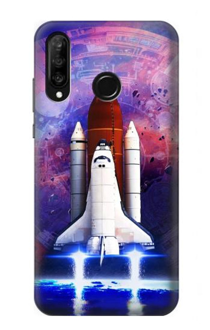 W3913 Colorful Nebula Space Shuttle Hard Case and Leather Flip Case For Huawei P30 lite