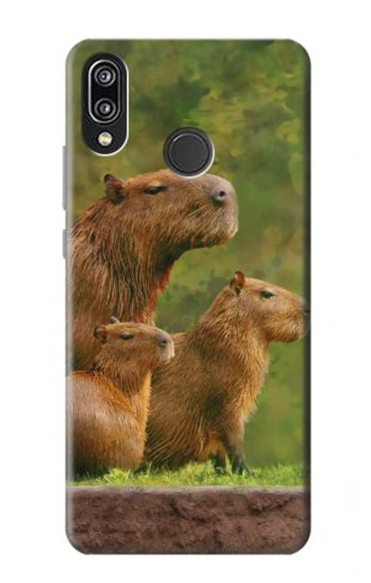 W3917 Capybara Family Giant Guinea Pig Hard Case and Leather Flip Case For Huawei P20 Lite