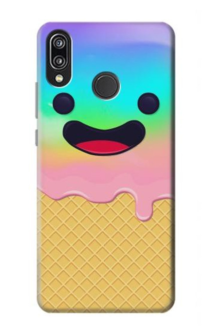 W3939 Ice Cream Cute Smile Hard Case and Leather Flip Case For Huawei P20 Lite