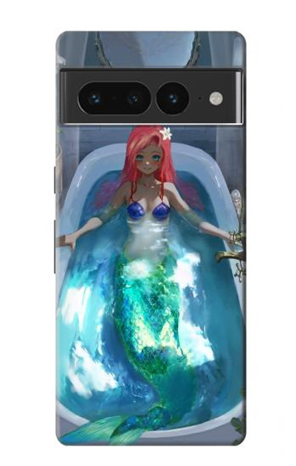 W3912 Cute Little Mermaid Aqua Spa Hard Case and Leather Flip Case For Google Pixel 7 Pro