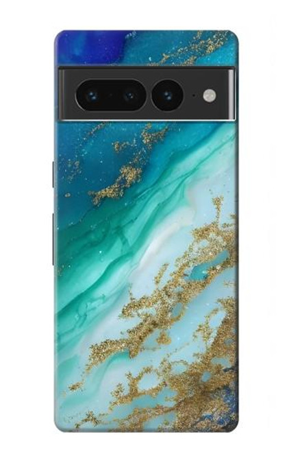 W3920 Abstract Ocean Blue Color Mixed Emerald Hard Case and Leather Flip Case For Google Pixel 7 Pro