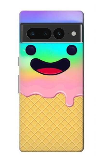 W3939 Ice Cream Cute Smile Hard Case and Leather Flip Case For Google Pixel 7 Pro