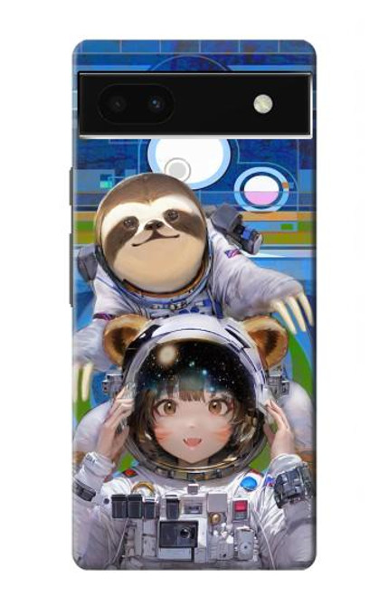 W3915 Raccoon Girl Baby Sloth Astronaut Suit Hard Case and Leather Flip Case For Google Pixel 6a