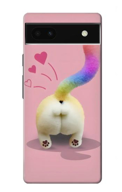W3923 Cat Bottom Rainbow Tail Hard Case and Leather Flip Case For Google Pixel 6a